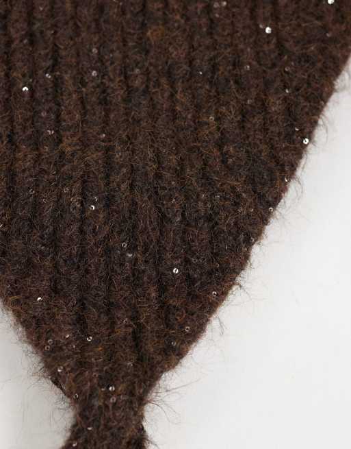 ASOS DESIGN - gorro de punto con lentejuelas en chocolate, 2 de 3