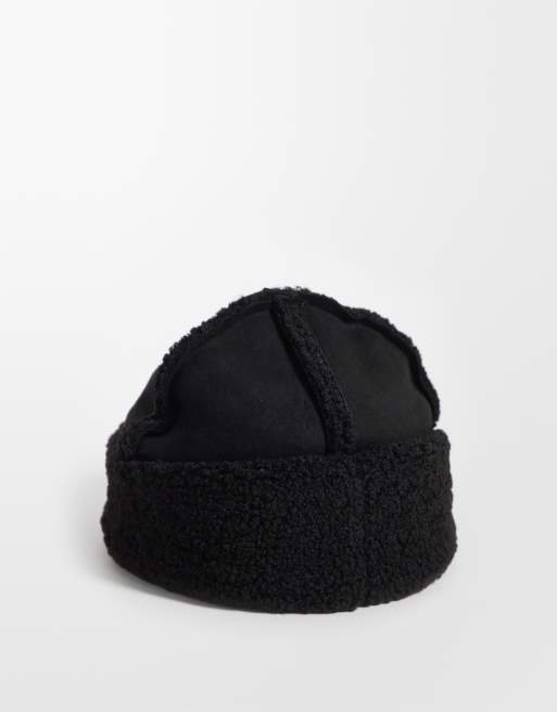 ASOS DESIGN - gorro docker con costuras vistas en negro, 3 de 3