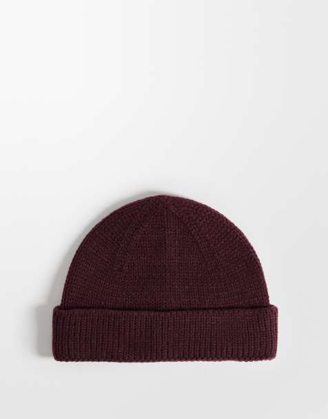 ASOS DESIGN - gorro pescador mini de punto acanalado en burdeos - view 1