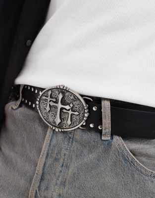 Vintage  Cross-Stitched Leather Belt Vintage Leather Belt, Mountain Cross Stitch Design - Etsy main image 4