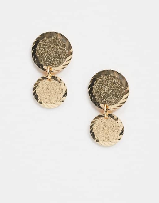 ASOS DESIGN - Goudkleurige oorbellen met muntjes en textuur