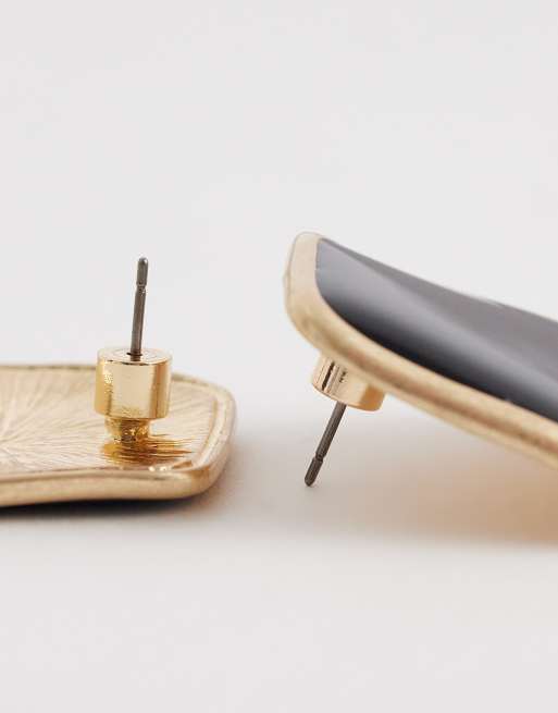 ASOS DESIGN - Goudkleurige studs met zwarte harssteen, 3 van 4