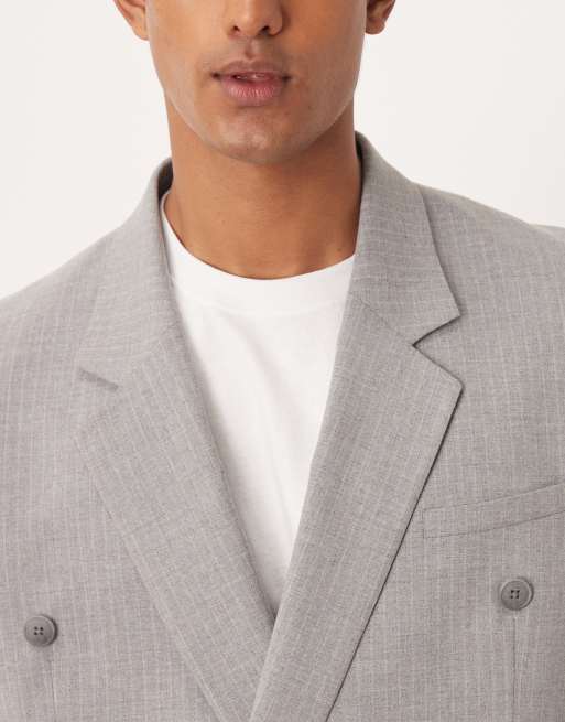 ASOS DESIGN - Grå afslappet habitjakke med nålestriber, 5 af 5