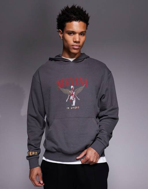 ASOS DESIGN - Grå afslappet hættetrøje med Nirvana-print, 3 af 5