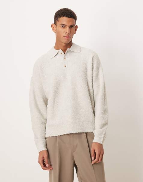 ASOS DESIGN - Grå afslappet polo i bouclestrik - view 1