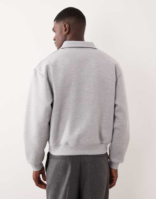 ASOS DESIGN - Grå afslappet polo-sweatshirt i kraftigt stof i scuba-stil, 3 af 5