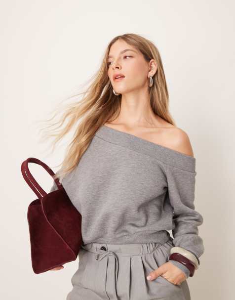 ASOS DESIGN - Grå asymmetrisk sweatshirt i firkantet pasform - view 1