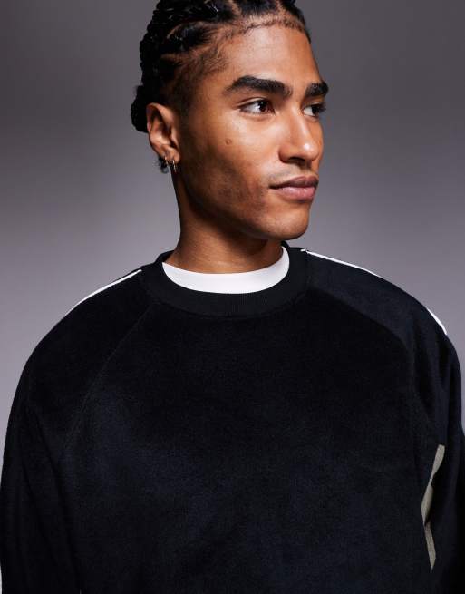 ASOS DESIGN – Grå, avslappnad, blockfärgad sweatshirt med passpoaler i fleece, 4 av 5