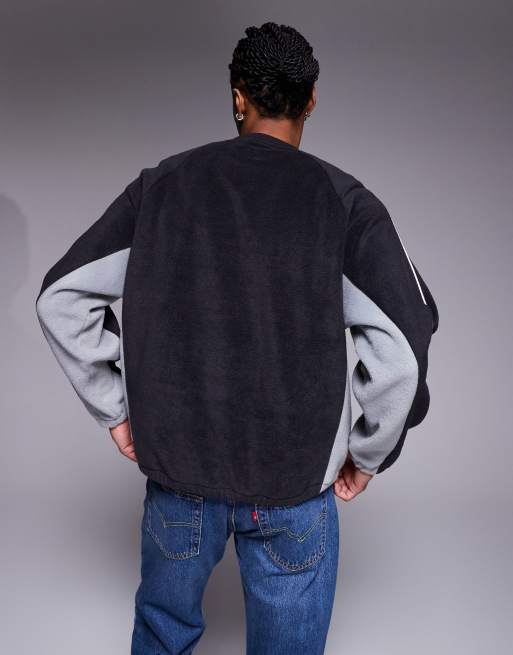 ASOS DESIGN – Grå, avslappnad, blockfärgad sweatshirt med passpoaler i fleece, 3 av 5