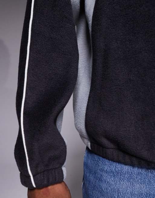 ASOS DESIGN – Grå, avslappnad, blockfärgad sweatshirt med passpoaler i fleece, 5 av 5