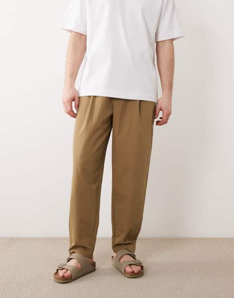 ASOS DESIGN – Grå avsmalnande byxor i nylon och oversize med veck, del av set - view 1