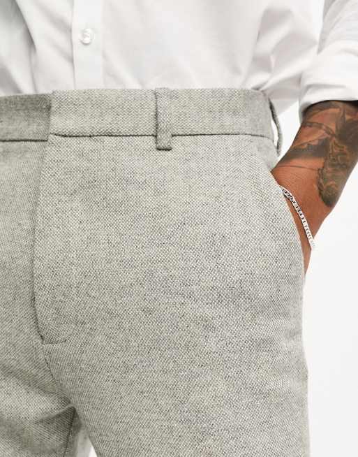 ASOS DESIGN – Grå avsmalnande finbyxor med mikrotextur, 3 av 4
