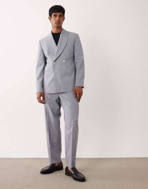 ASOS DESIGN – Grå, avsmalnande kostym i linneliknande tyg - view 1
