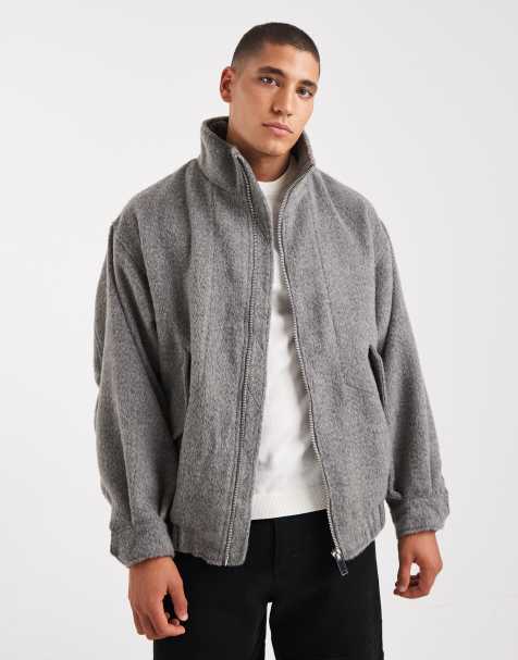 ASOS DESIGN - Grå bomber-jakke i uldlook - view 1