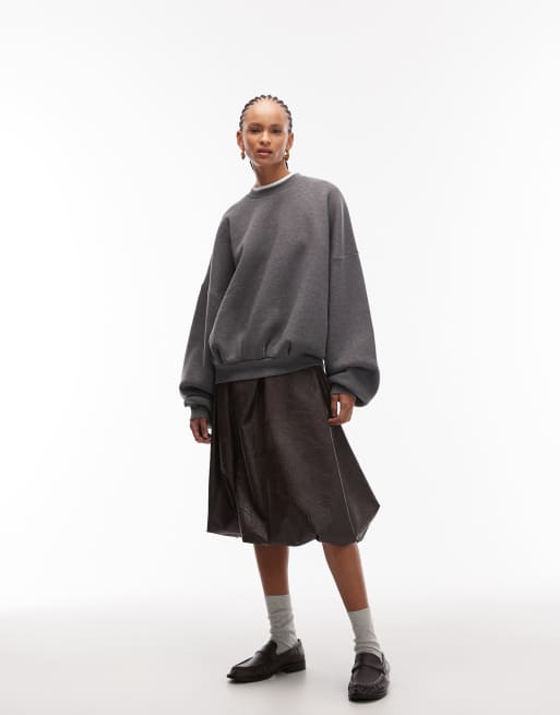 ASOS DESIGN – Grå, boxig sweatshirt i oversized fit med två lager, 3 av 4