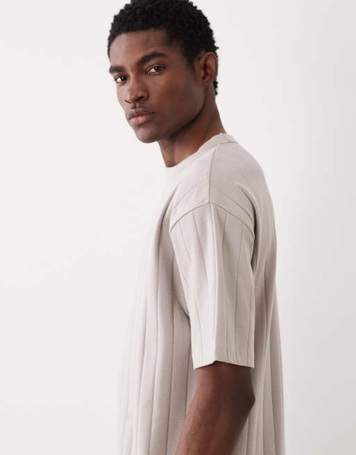 ASOS DESIGN – Grå, bredribbad, avslappnad t-shirt, 4 av 5