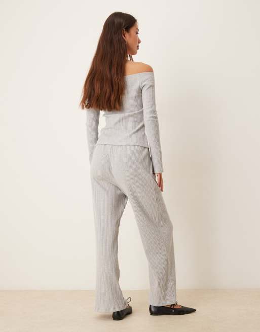 ASOS DESIGN - Grå bukser med brede ben i superblødt blandet ribstrik, 3 af 5