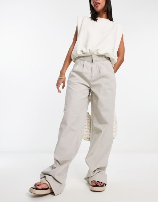 ASOS DESIGN – Grå chinos i oversize och dad-modell av ripstop
