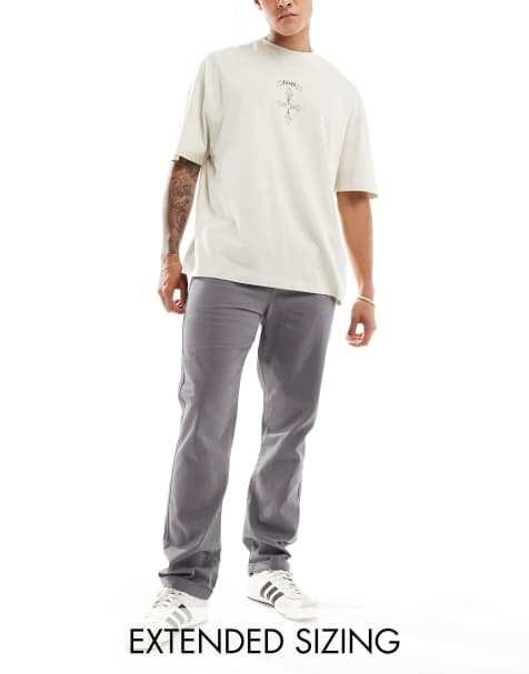 ASOS DESIGN – Grå chinos med raka ben - view 1