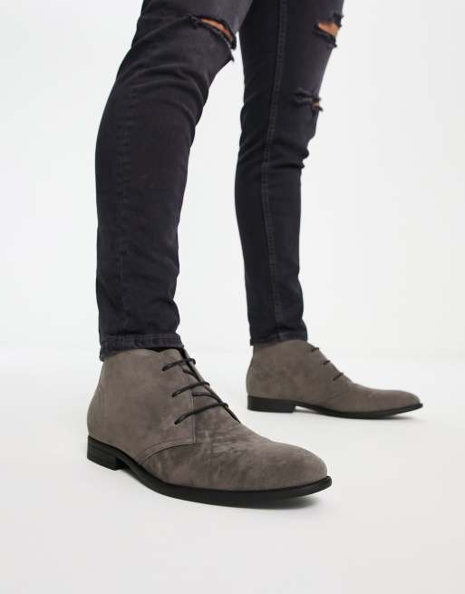 ASOS DESIGN – Grå chukkaboots i mockaimitation