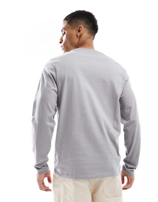 ASOS DESIGN – Grå, enkel t-shirt med rund halsringning och långa ärmar, 2 av 4