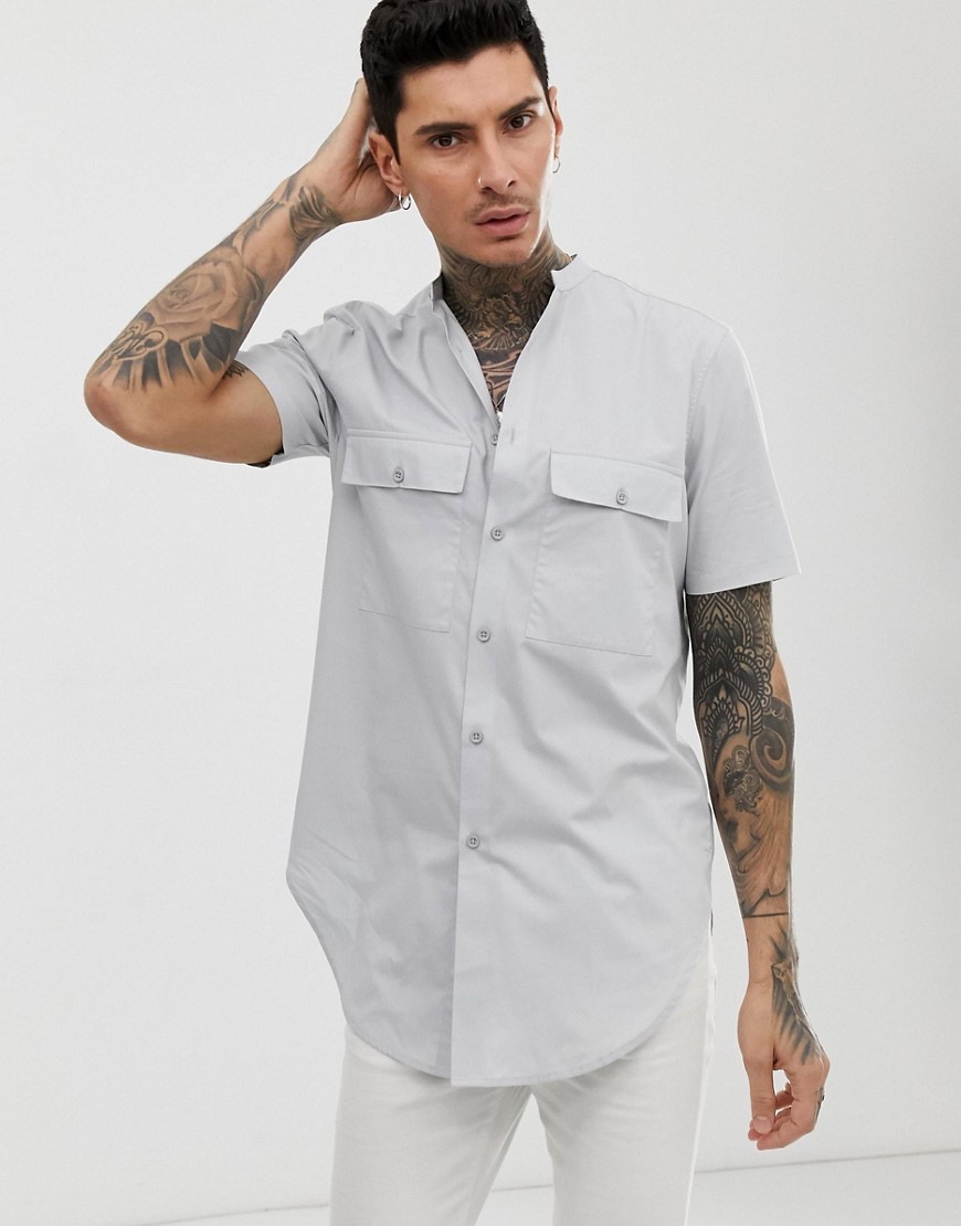 ASOS DESIGN – Grå extra longline-skjorta i regular fit