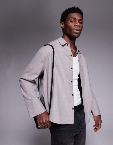 ASOS DESIGN – Grå flanellskjorta i oversize - view 1