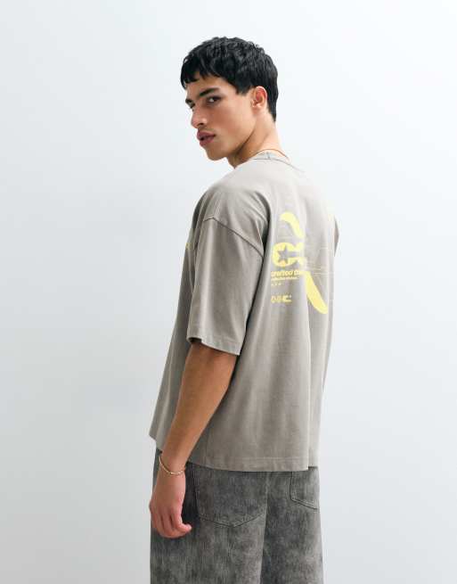 ASOS DESIGN - Grå forvasket og oversized T-shirt med grafisk street-print, 3 af 7