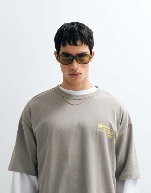 ASOS DESIGN - Grå forvasket og oversized T-shirt med grafisk street-print, 4 af 7