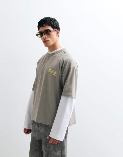 ASOS DESIGN - Grå forvasket og oversized T-shirt med grafisk street-print, 5 af 7