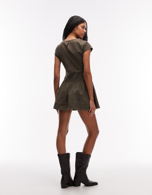 ASOS DESIGN - Grå forvasket og ærmeløs minikjole med korsetinspireret design, 2 af 4