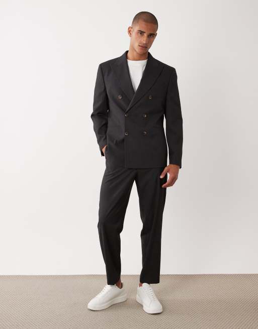 ASOS DESIGN - Gråt dobbeltradet jakkesæt i regular fit, 2 af 3
