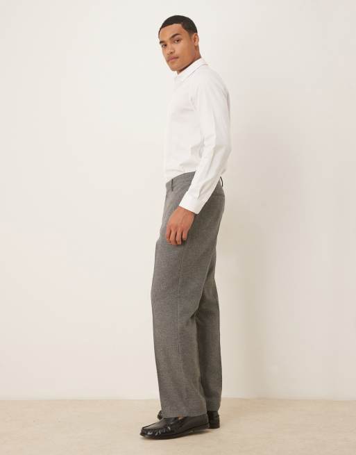 ASOS DESIGN - Grå habitbukser med lige ben i uldblanding, 3 af 5