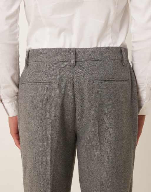 ASOS DESIGN - Grå habitbukser med lige ben i uldblanding, 5 af 5