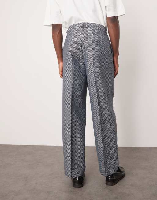 ASOS DESIGN wide suit pants in gray checkerboard weave