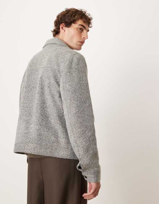 ASOS DESIGN – Grå harrington-jacka i yllelook, 3 av 5