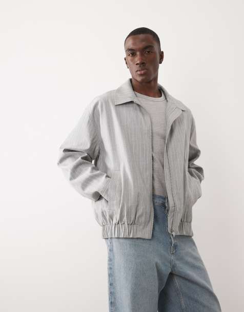 ASOS DESIGN – Grå Harrington-jacka med ränder - view 1