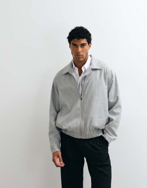 ASOS DESIGN – Grå Harrington-jacka med ränder, 4 av 5