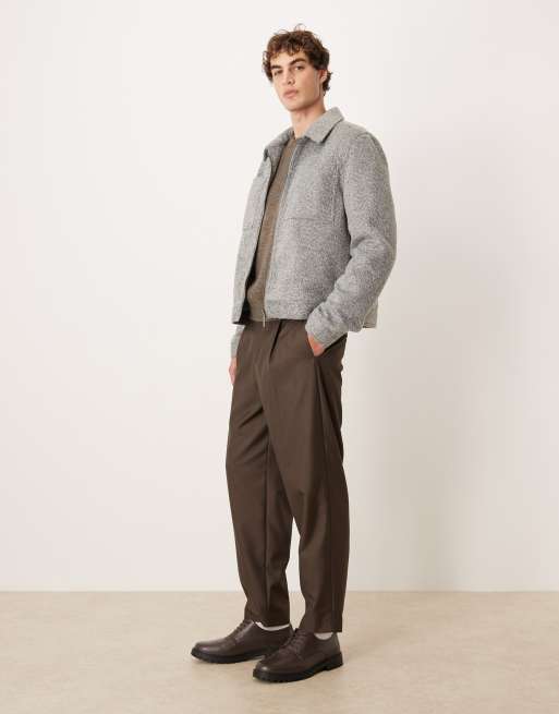 ASOS DESIGN - Grå Harrington-jakke i uldlook, 2 af 5