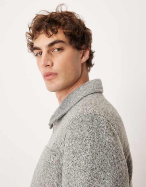 ASOS DESIGN - Grå Harrington-jakke i uldlook, 4 af 5