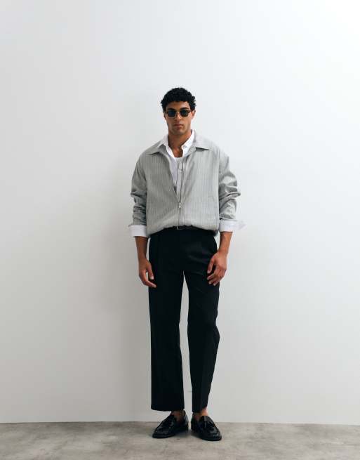 ASOS DESIGN - Grå Harrington-jakke med striber, 2 af 5