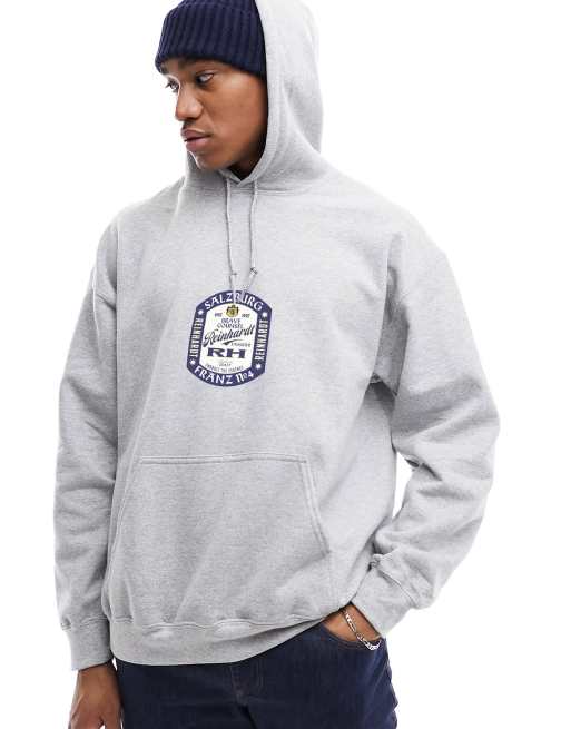 ASOS DESIGN – Grå hoodie i oversize med text