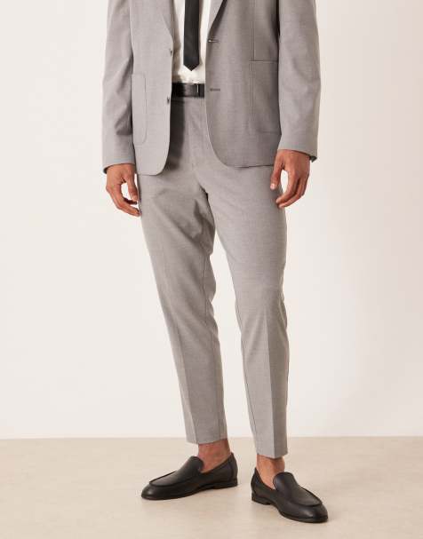 ASOS DESIGN – Grå, hundtandsmönstrade, avsmalnande kostymbyxor - view 1