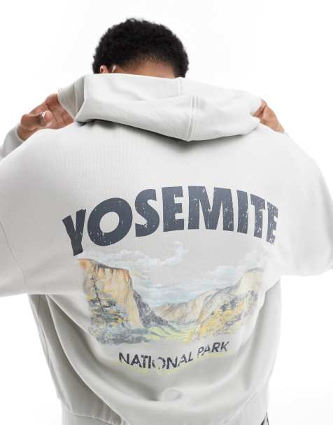 ASOS DESIGN – Grå huvtröja i boxig oversize-passform med tryck baktill - view 1