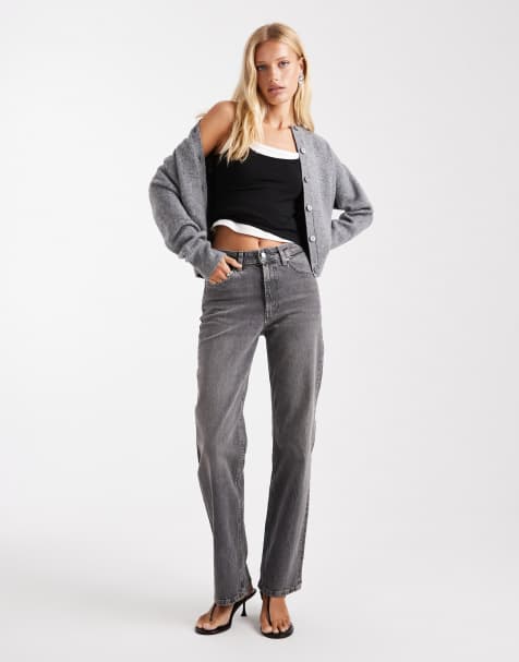 ASOS DESIGN – Grå jeans med raka ben och bekväm stretch - view 1