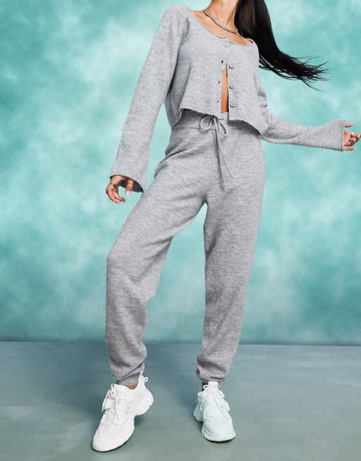 ASOS DESIGN - Gråt, strikket sæt med cardigan og joggingbukser, 3 af 3