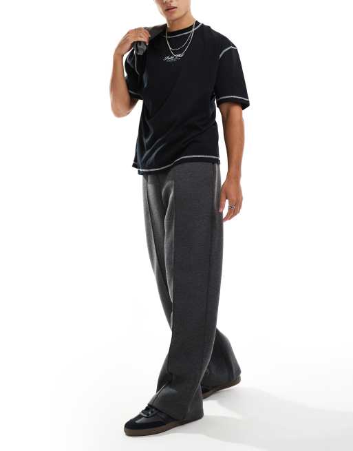 ASOS DESIGN - Grå joggingbukser med lige ben i scuba-stof