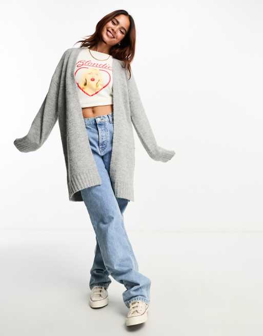 ASOS DESIGN - Grå kant-til-kant chunky cardigan