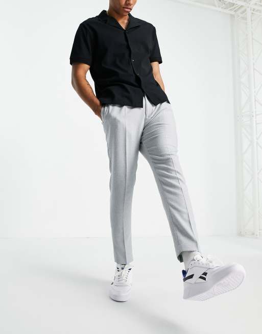 ASOS DESIGN – Grå, knottriga kostymbyxor med extra skinny passform