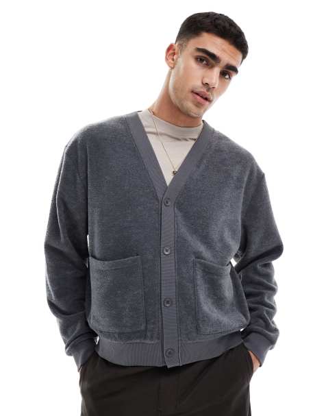 ASOS DESIGN – Grå kofta i oversize av frotté med boxig passform - view 1